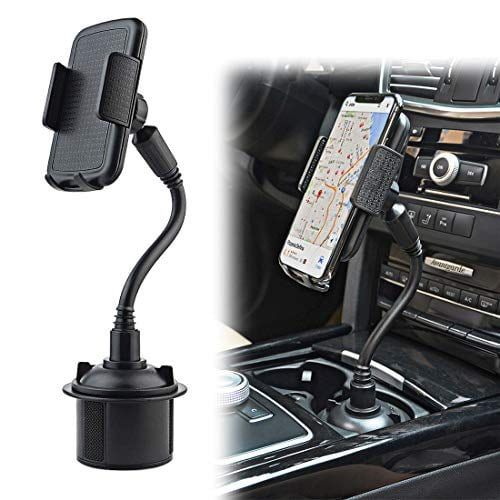 Cell Phone Seat Car Cup Holder Phone Mount — Patent-Pending Car Accessory Universal Cell Phone Holder for Car — Black — for All Drivers 